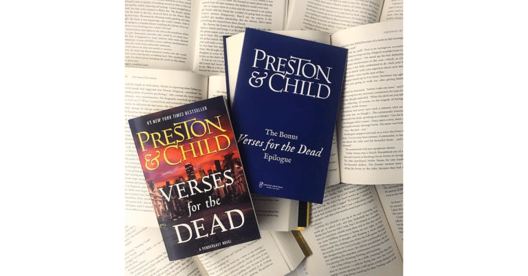Photo of book jackets of VERSES FOR THE DEAD and Exclusive Excerpt booklet