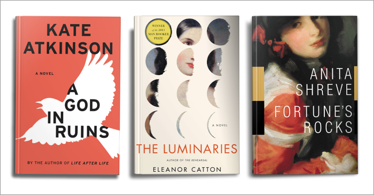 A God in Ruins, The Luminaries, Fortune's Rock Book Covers