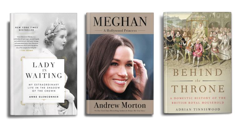 three books on English royalty on a white background