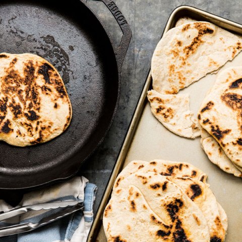Charred eggplant Dip Skillet Flatbread